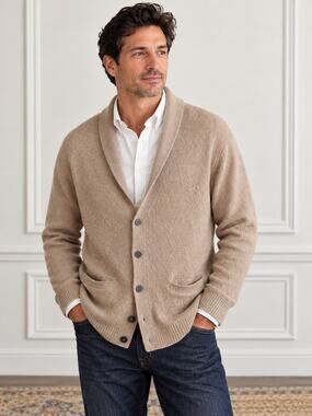 Tasso Elba Men’s XXL 100% Cashmere V-Neck Cardigan Sweater Camel